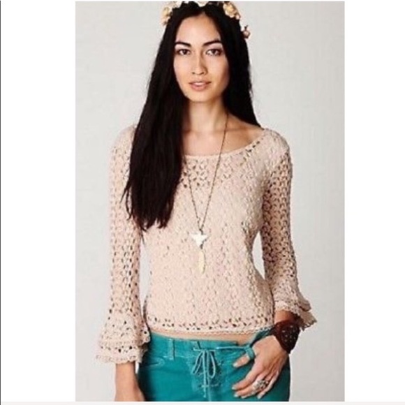 Free People Lace Croquet Top with Ruffle Bell Cuff - Picture 2 of 8